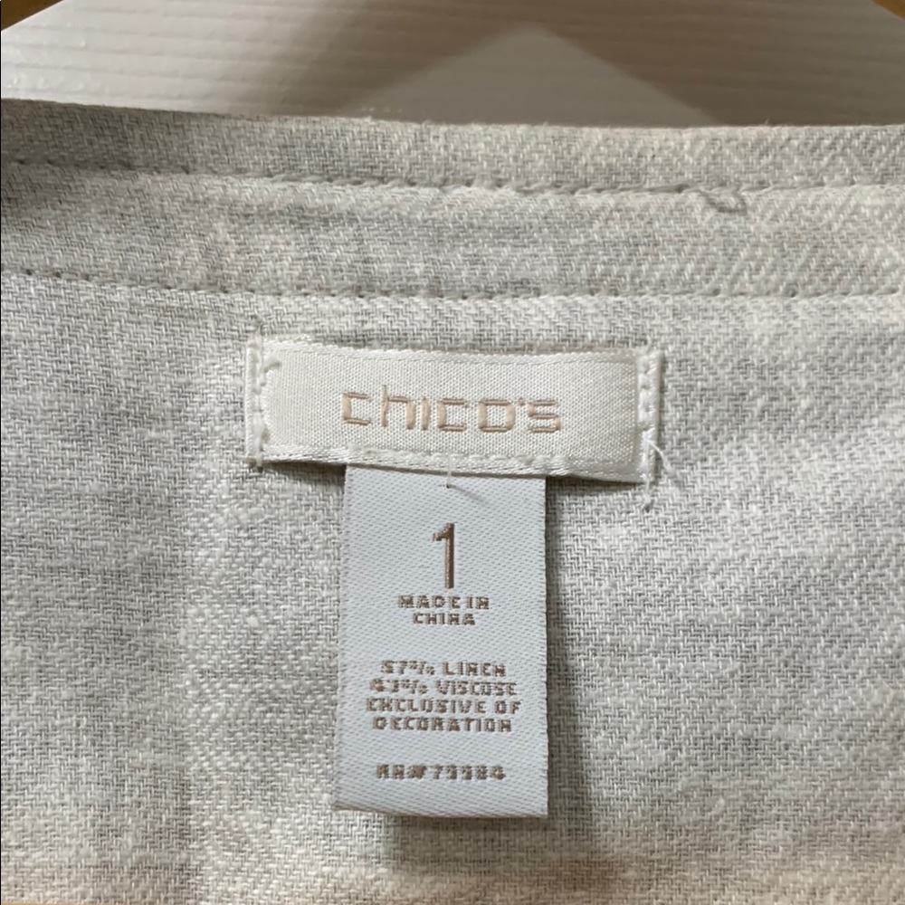 CHICO’S Elegant Cream Jacket with snake skin Black/Cream Trim - Picture 2 of 11